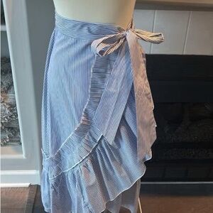 Listicle Asymmetrical Blue Striped Skirt